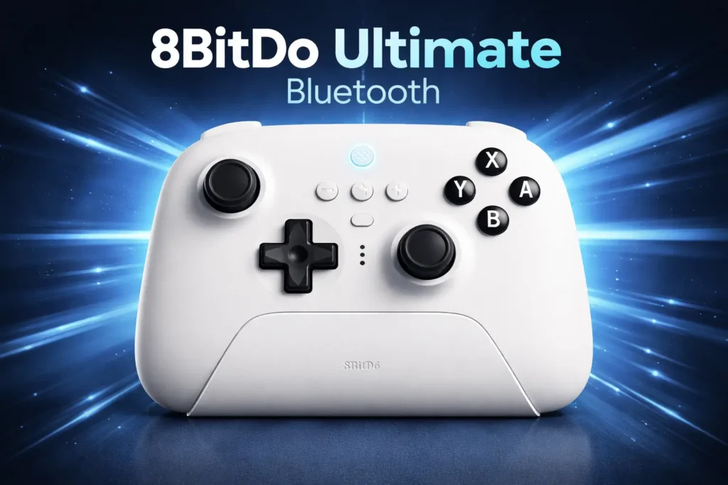 8BitDo Ultimate Bluetooth Wireless Controller 8BitDo Ultimate Bluetooth controller with charging dock and wireless gamepad design